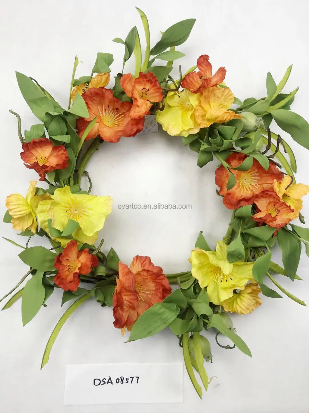 Custom Spring Artificial Flowers Home Decor Silk Tulips Flower Artificial Summer Wreath for Front Door Decor