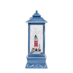 New resin lighthouse design and decorative wind lamp, unique rotating water-light snow globe