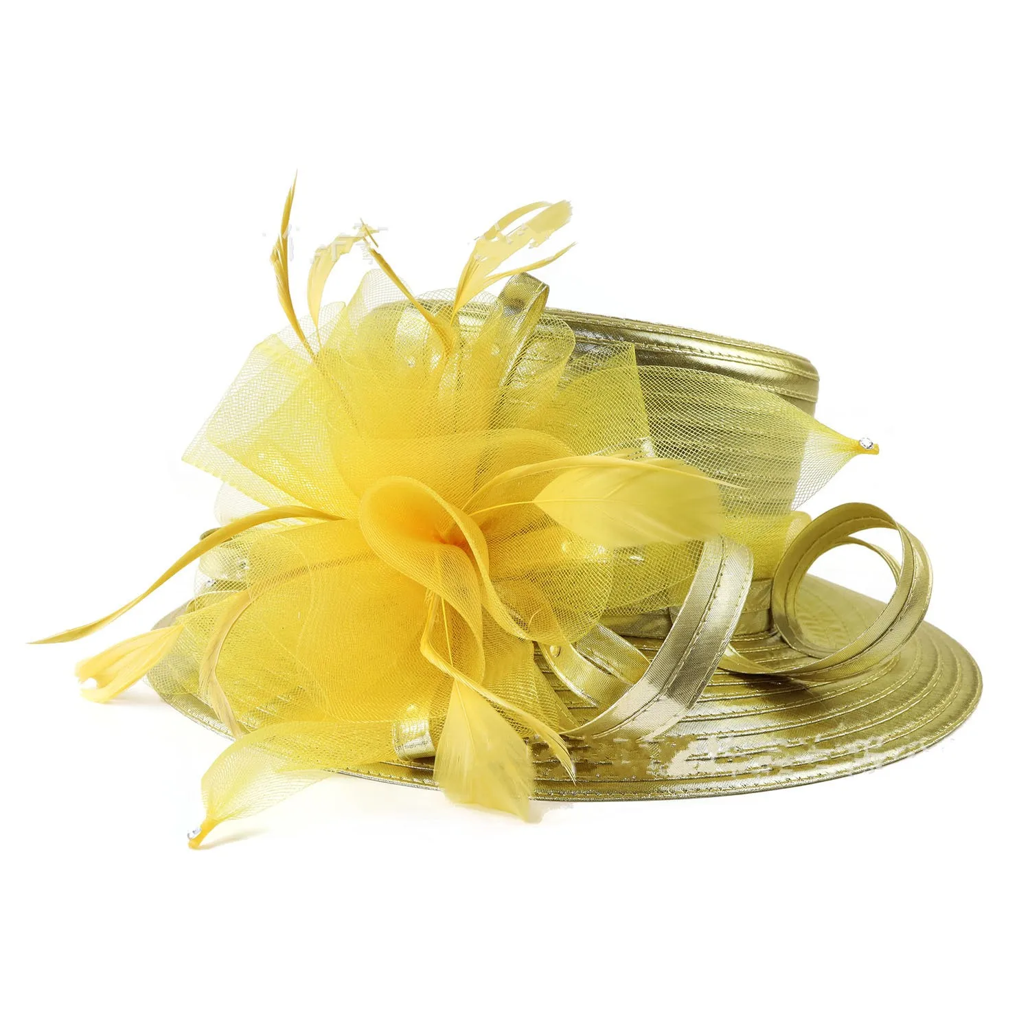 Elegant Yellow Fascinator Hat Kentucky Derby Churchill Downs Tea Church Formal Kentucky Derby 2019: Fashion photos from Churchill Downs main image 3