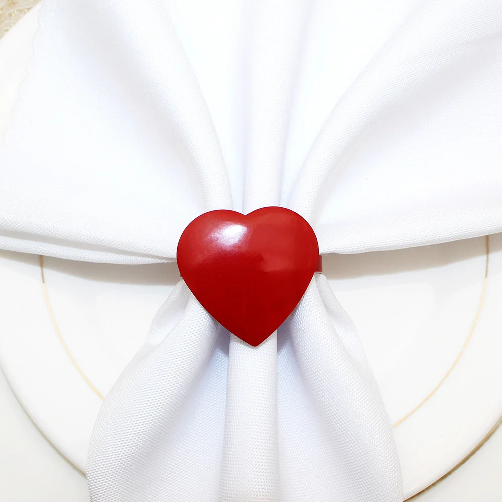 Bulk Heart Metal Red Napkin Rings Wedding Valentine's Ring Napkin