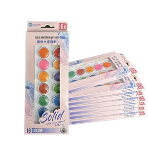Beginners Entry Painting Supplies Color Water Painting 16 Colors Washable Water Soluble Solid Watercolor Powder Paint Set