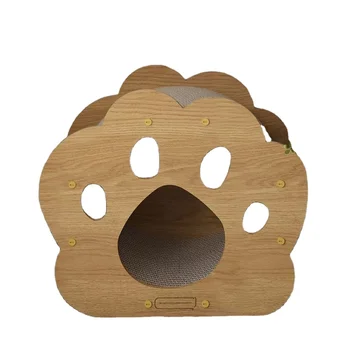 Super Cute Modern Cat Scratcher Scratch Board with Corrugated Paper Wood Sisal Cat Toy and House Packed in Carton