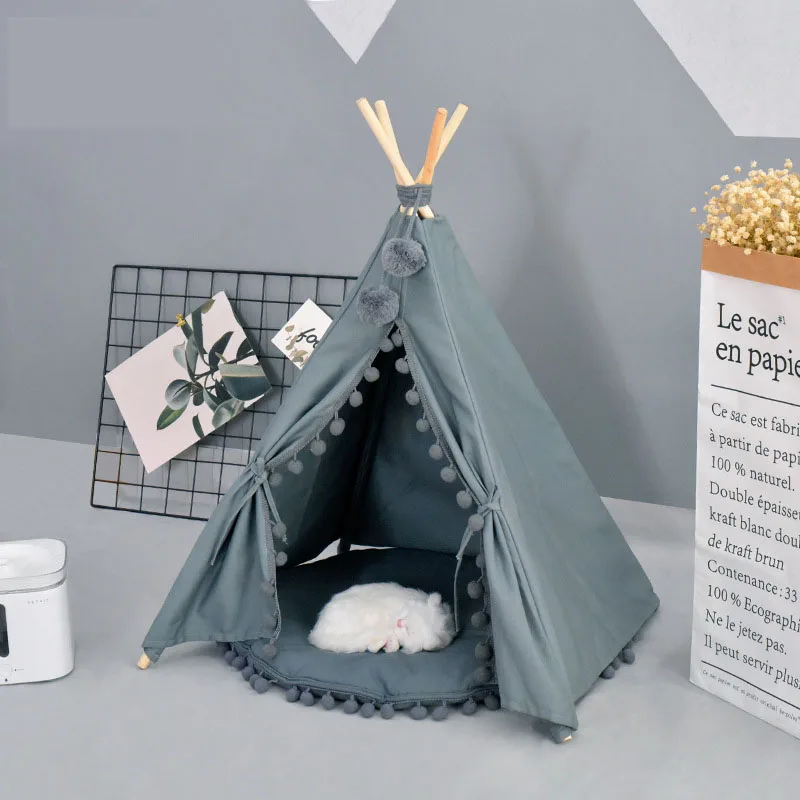 grey dog teepee
