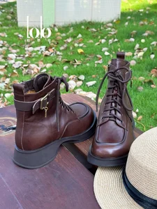 Classic Martin Women's Boots Retro Fashion Buckle Winter Shoes, Height Increasing Wear-resistant Women's Shoes