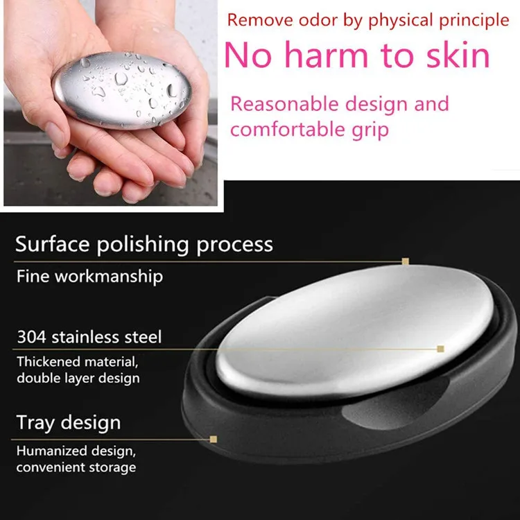 Factory Supply Wholesale Soap Magic Stainless Steel Oval Soap Odor Remover Metal Bar Soap With Black Box