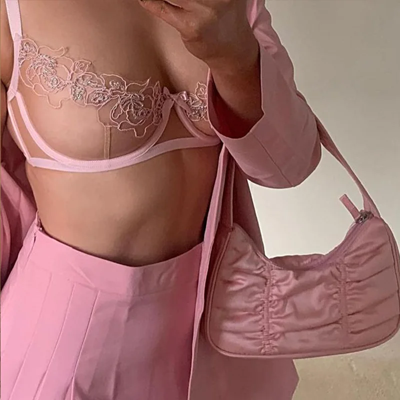 Lace Sexy Lingerie Set for Women - Hollow Out Two Piece Garter Mesh Lingerie  | Available in Black, White, Blue, Pink