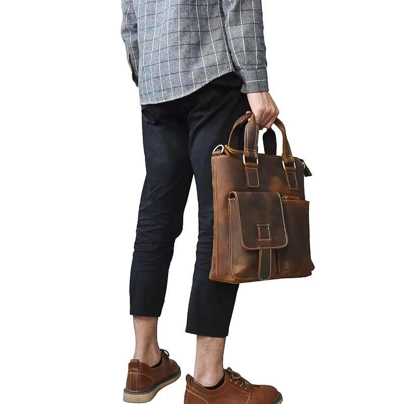 Oem Custom Men's Work Tote Travel Bags Men Cow Leather Business Bag