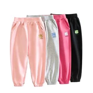 Winter New Style 1-9 Years Girls Trousers Bear Pattern 100%Cotton Casual Kids Girls Pants