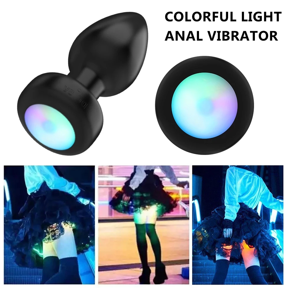 YPM Colorful Light Flashing Vibrating Butt Plug with Remote Control Man  Anal Toy Light up Sex Toys for Man Woman Gay