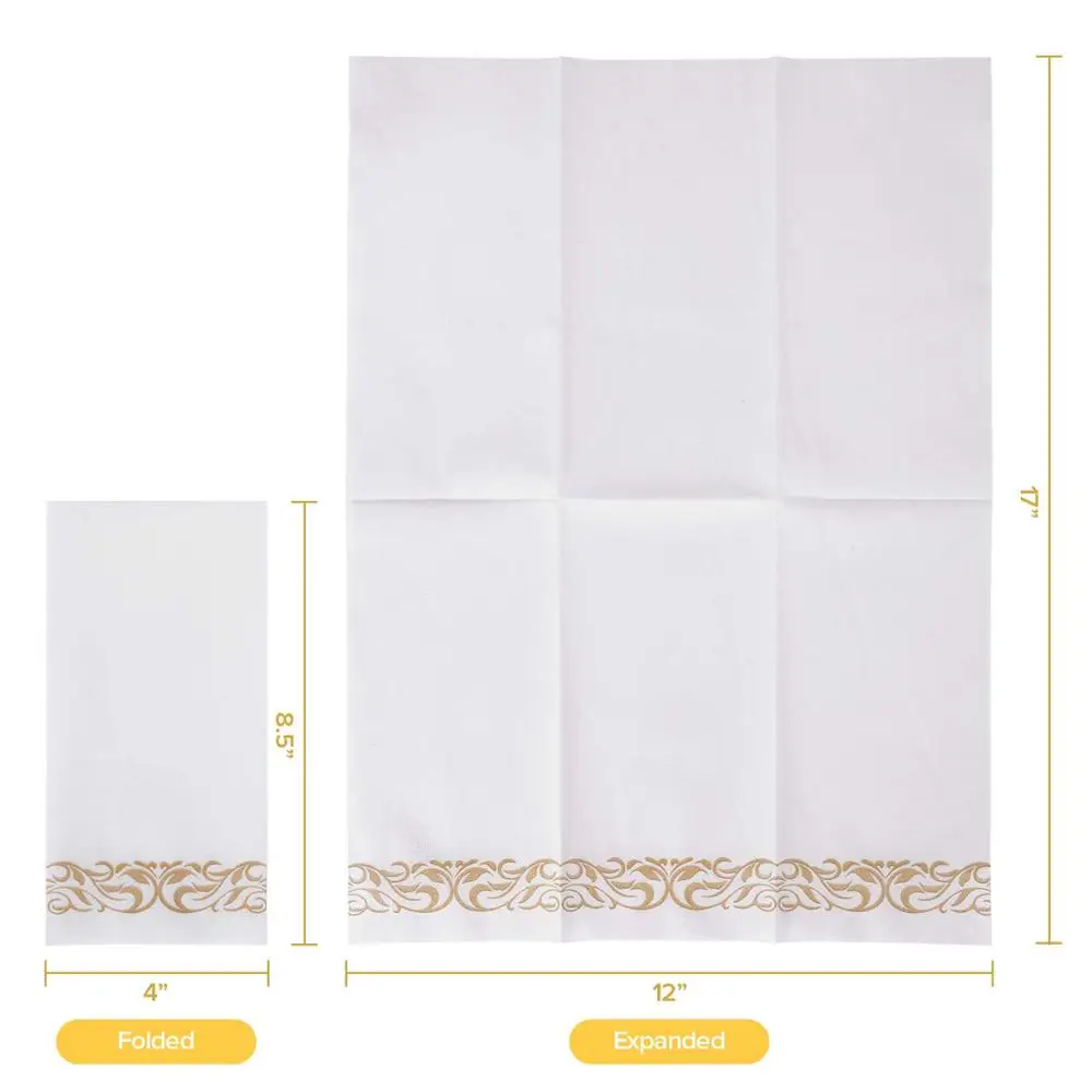 100 Serviettes Invités JEBBLAS - Toucher Lin - 30x43cm - Blanc - Jetables Et Hyper Absorbantes