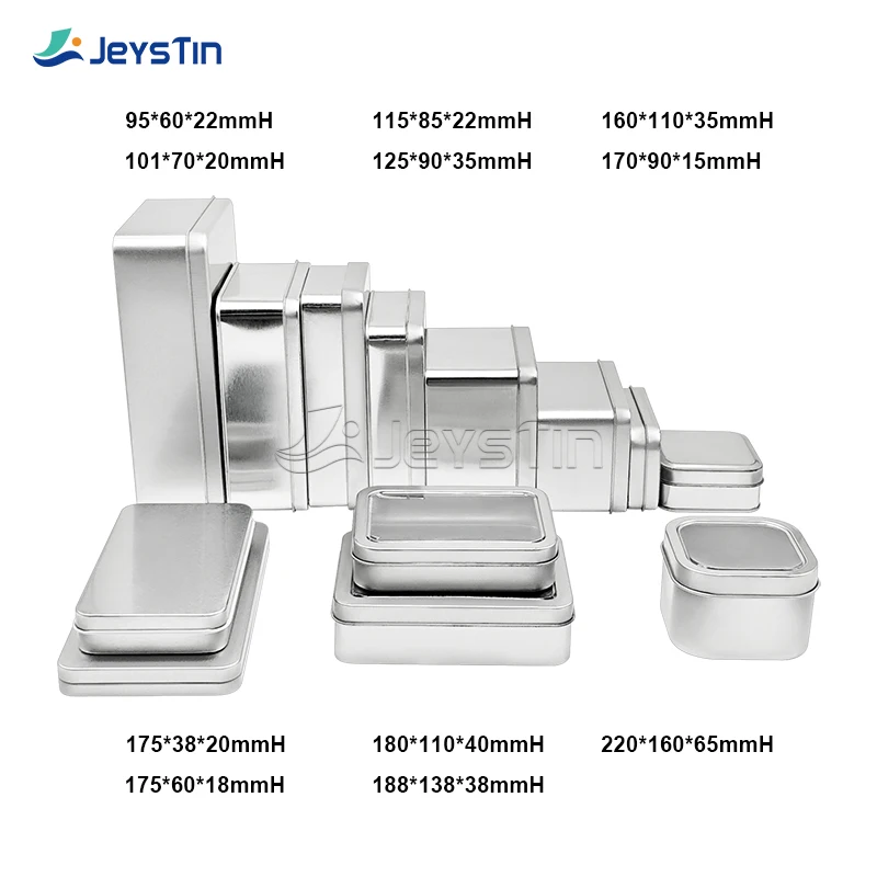 Custom Trending Rectangular Tin Storage Box Emboss Silver Tinplate Gift Metal Box for Chewing Gum Candy Mint Jewelry Electronics
