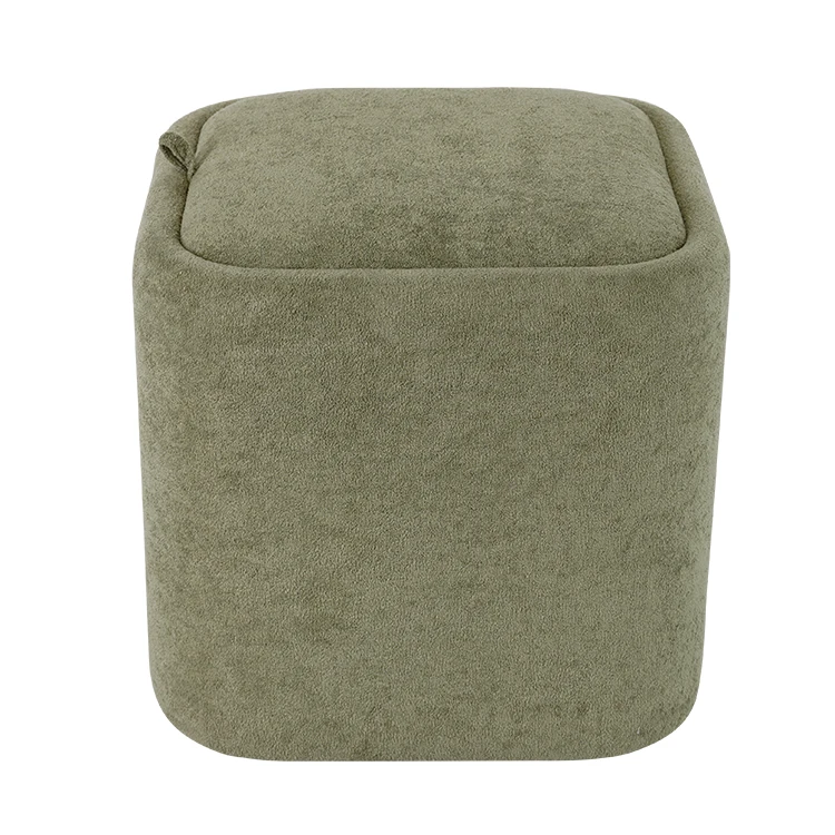 Nordic Style Grey Velvet Color Ottoman Pouf Stool Fabric Pouf Modern Footstool