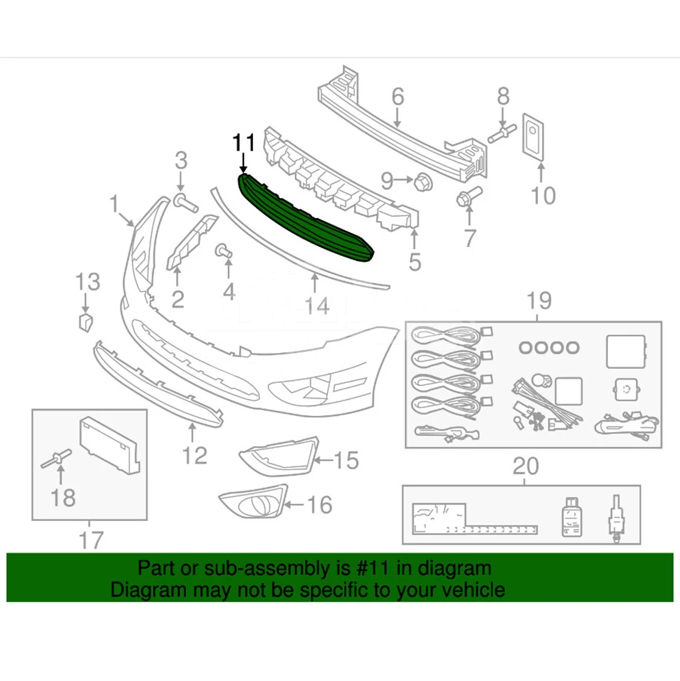AE5Z8200DA AE538150DA5YGY 4954919 Front Bumper Lower Grille for Fusion... — 4