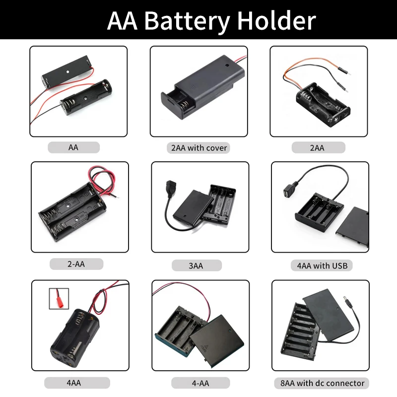 AA 2slots Parallel Battery Holder 1.5V 2AA Plastic Storage Box Case Holder Connector