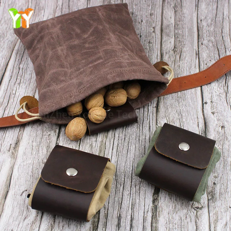 Foraging Bag Aus Gewachstem Canvas & Leder – Pilzsammel-Tasche, Wasserdicht, Mit Gürtelschlaufe, 0,9 Kg Fassungsvermögen