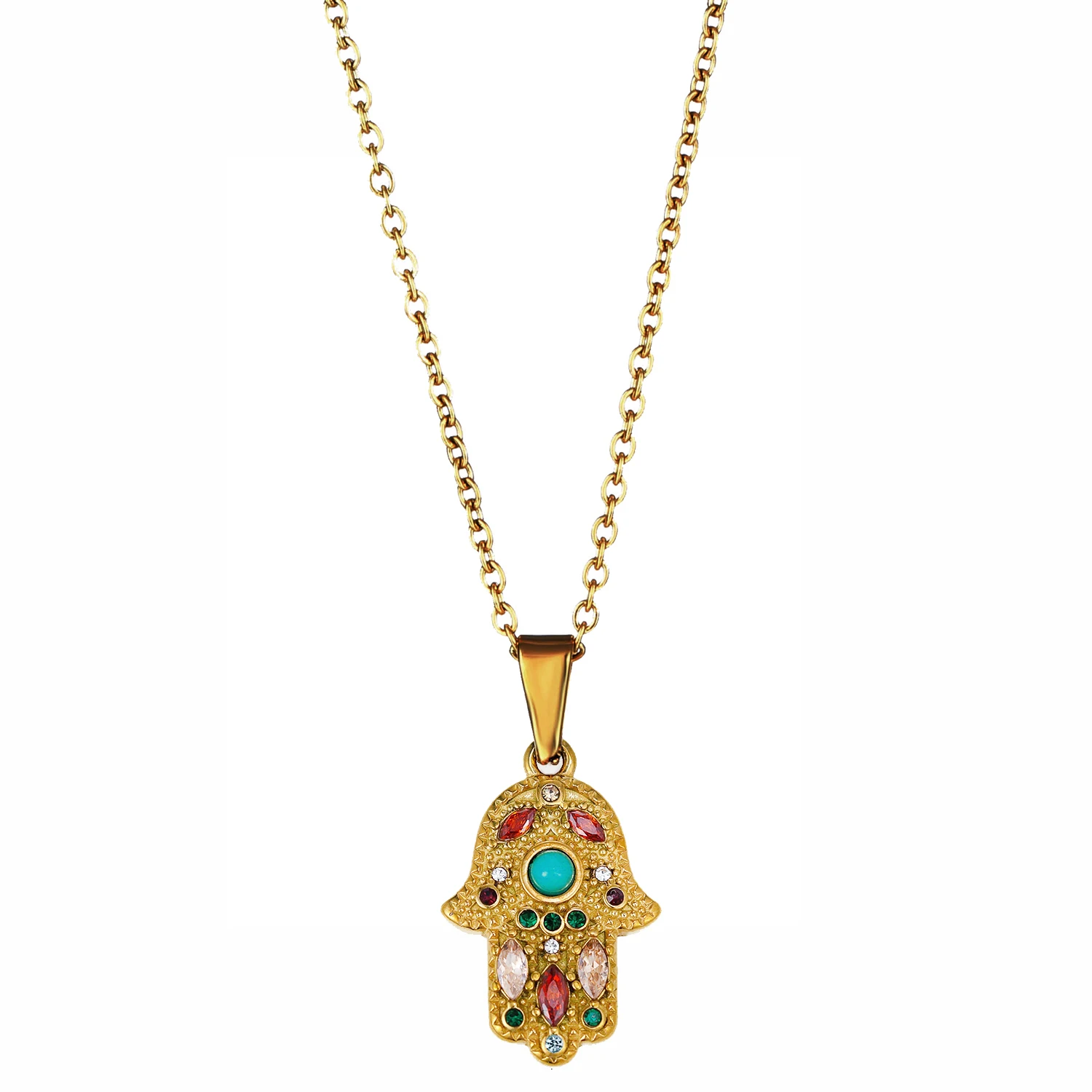 Turkish Necklace Turkish Gold Jewelry Wholesale Alibaba Turkish Hand Necklace Hot Necklace 2024 Turkish Hamsa Hand
