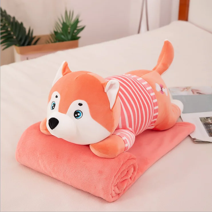 Soft Colorful Stuffed Monkey 2 in 1 Pillow with Blanket Inside Kawaii Plush Toys for Children