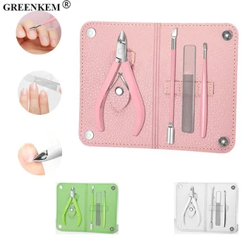 Professional Silicone Nail Cuticle Nipper Set Glass Nail File Dead Skin Remover Steel Push Stainless Steel Nail Cuticle Nipper