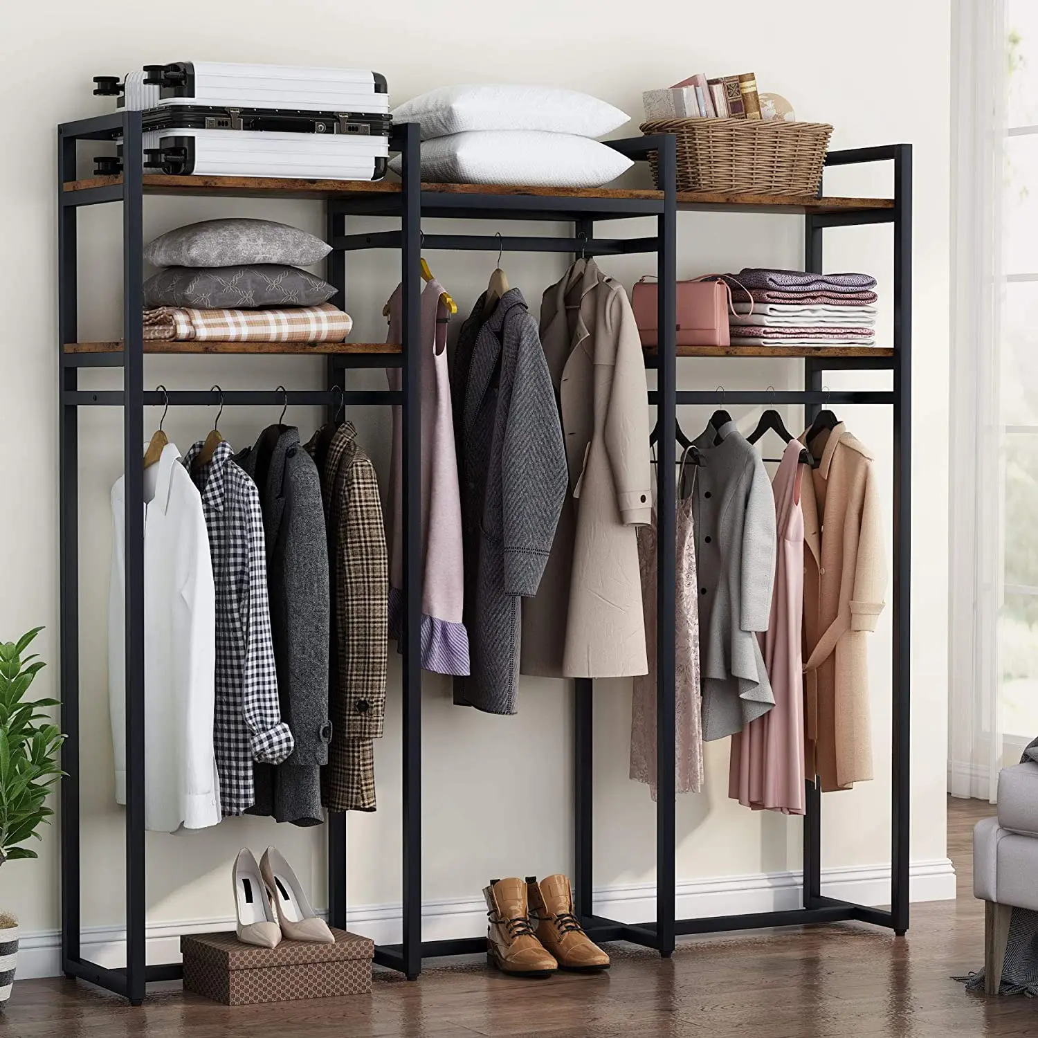 75 inch clothing rack with shelves,heavy