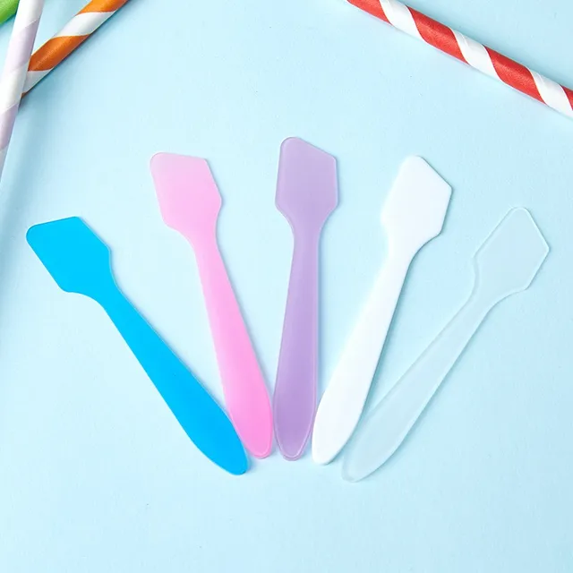 mini 8.2cm purple pink white blue clear plastic spatula cream spoon face eye cream applicator