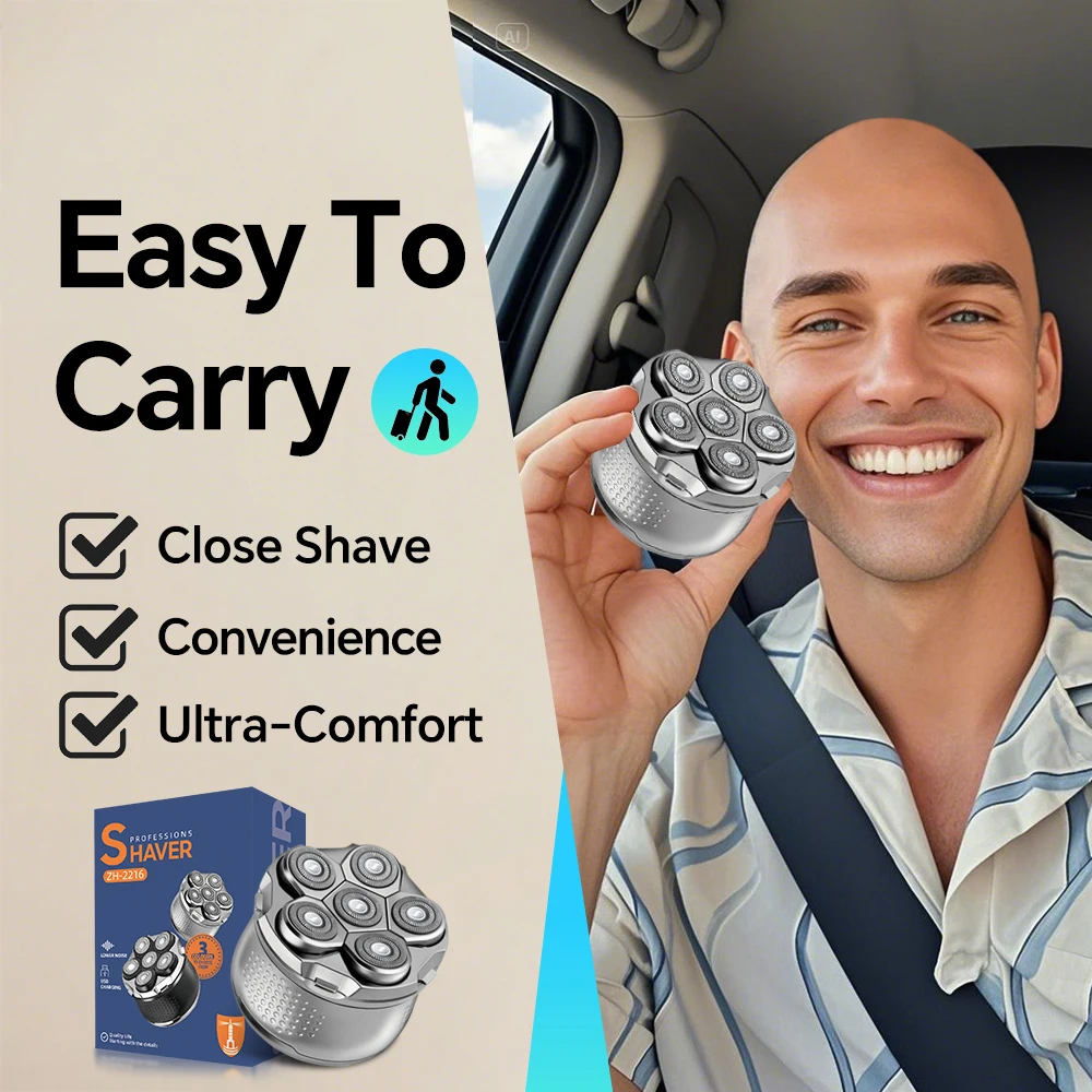 Type-C Charging Electric Shaver Six Blade Floating Razor Stainless Blades Rotary Rotating Shaving Machine for Household RV Hotel manufacture