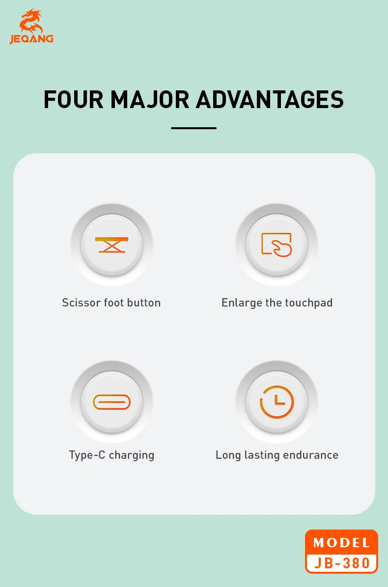 JEQANG JB-380 BT Keyboard with Touchpad Type C Charging Compatible with 3 Systems New Laptop Keyboard