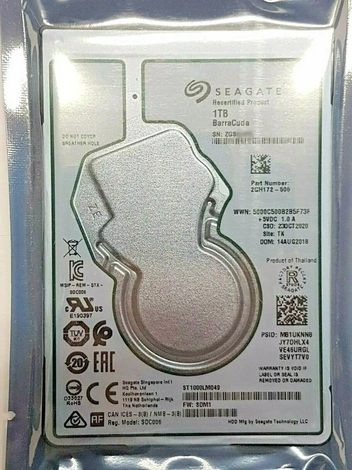 Seagate Barracuda St1000lm049 1TB SATA 7200rpm Laptop HDD