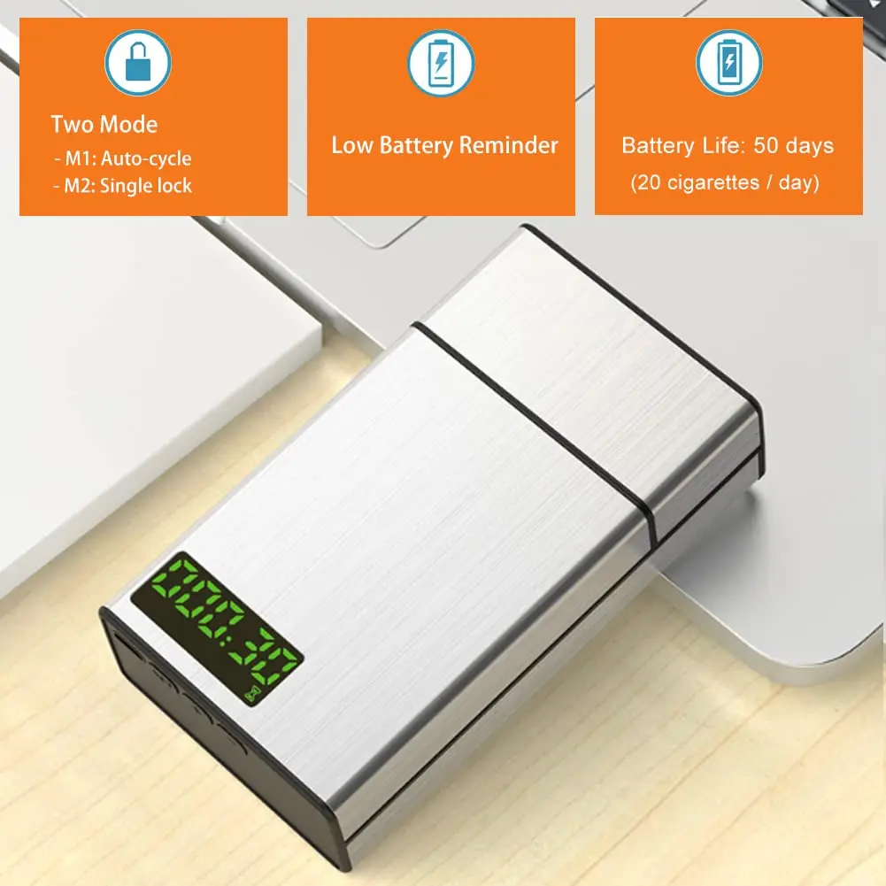 Portable chronomtr arrter de fumer minuterie de verrouillage tui   cigarettes bote  cigarettes avec minuterie