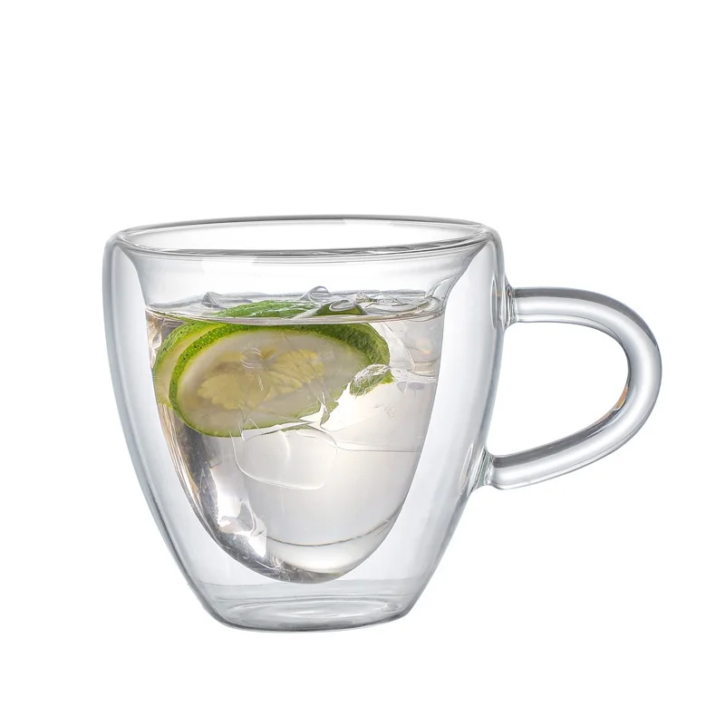 Wholesale Heart-Shaped Double-Layer Glass Cup Heat Resistant Insulated Solid Color High-End Coffee & Tea Cup for Home Office Use preview 5