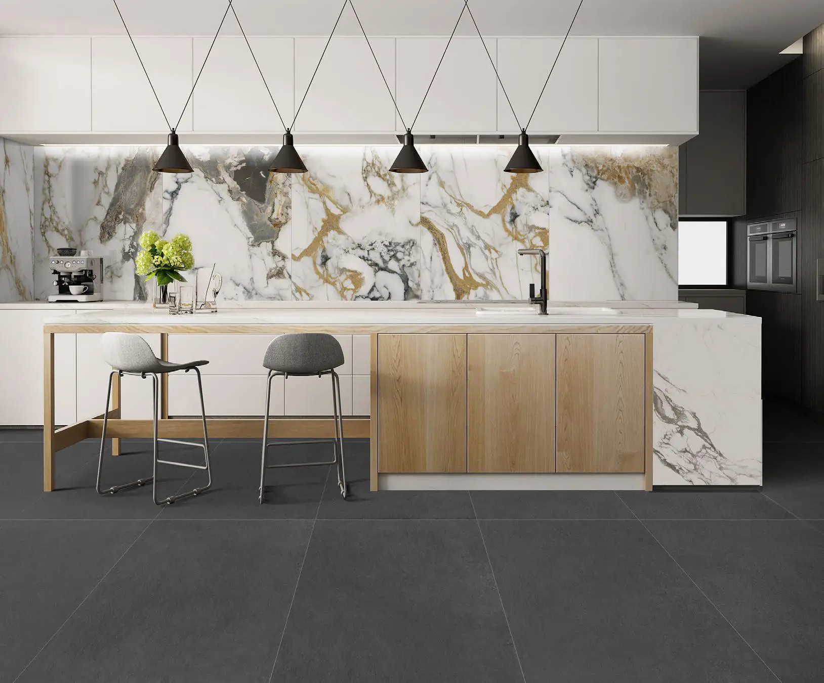 Ocean Stone Mix Calacatta Gold Morden Stone Floor Tiles Rado