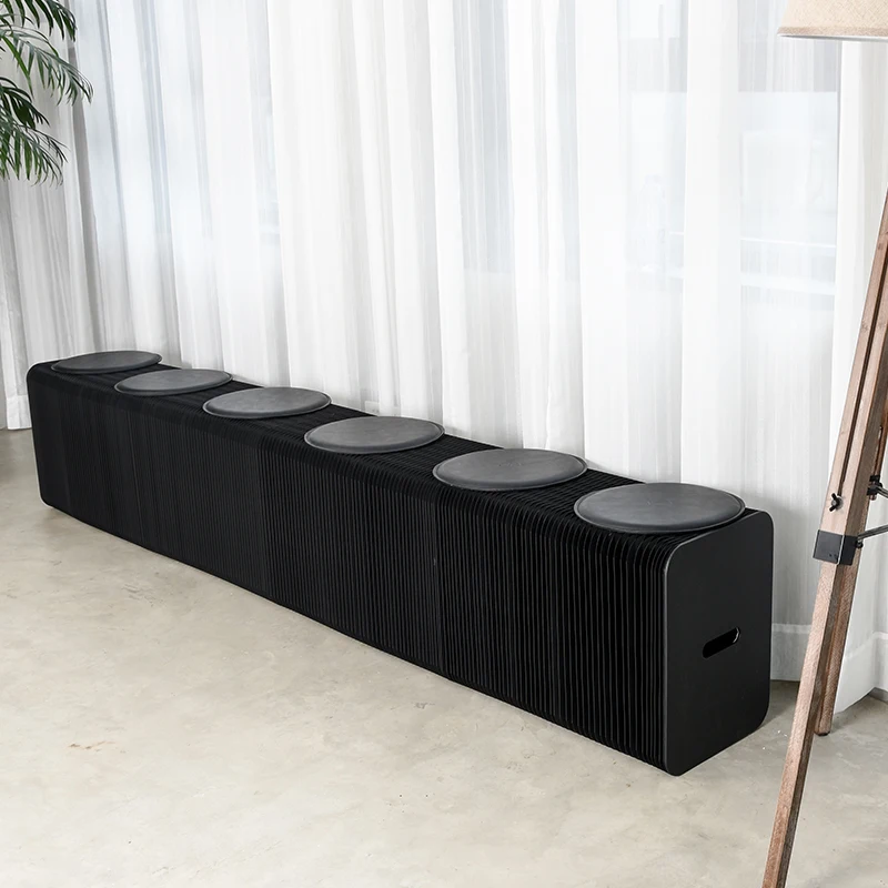 ih  折りたたみ ペーパーロングベンチ Ihpaper 42cmナチュラルアコーディオンロングチェア折りたたみ式