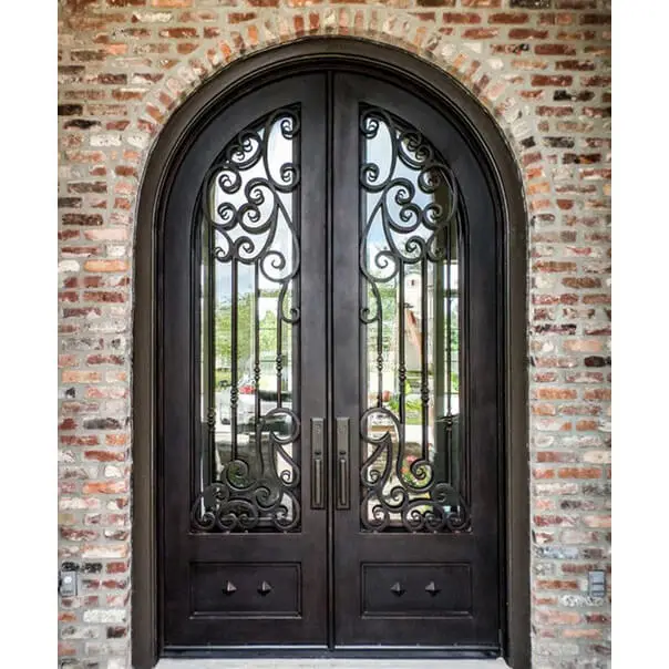 2024 USA style wrought iron doors Luxury Exterior Main Entry Wrought Iron Doors Security Steel Door For villa or residential