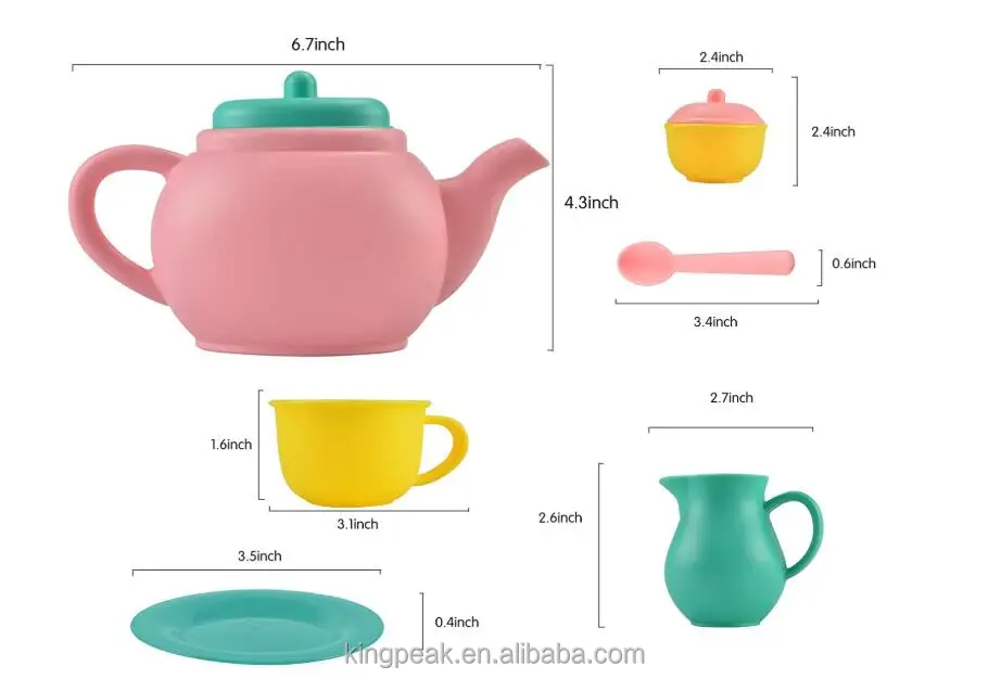 Pretend Toys Tea Set Learning Educational Toy for Kids D Phthalates Free Flormoon Tea Set Durable BPA Free 
