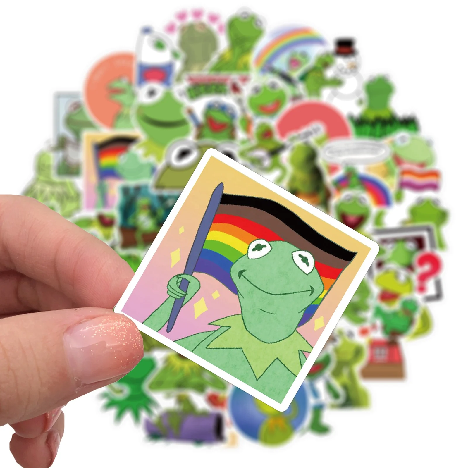 50pcs cartoon funny kermit frog label sticker for home fridge