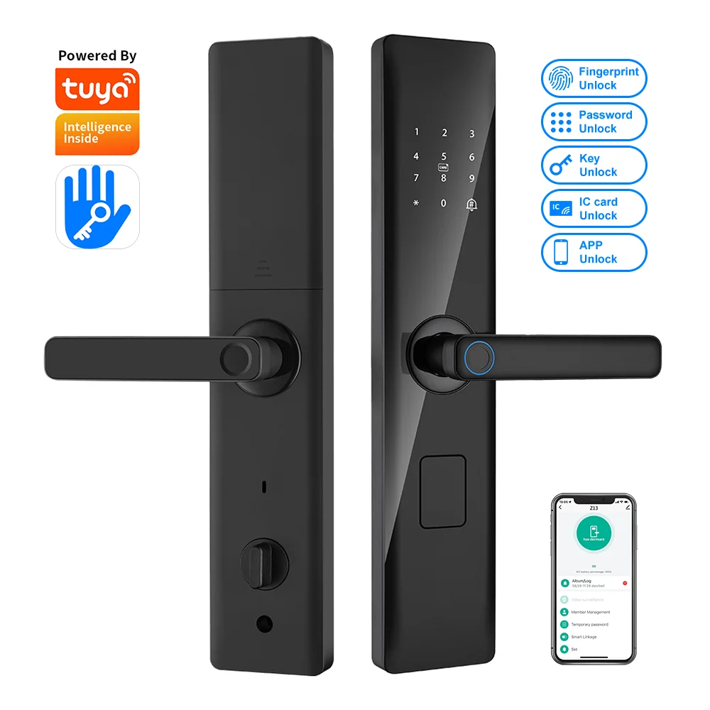 WiFi Smart Lock with Tuya or TTlock Fingerprint and Password Keyless Digital Door Lock for Wooden Doors Z13