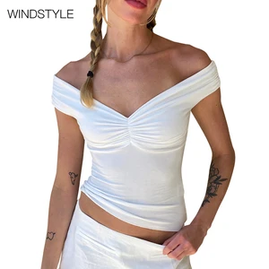 Women's Custom Solid V-Neck Sleeveless Pleated Sling Backtop Breathable Satin Slim Fit Asymmetrical Collar Short for Summer