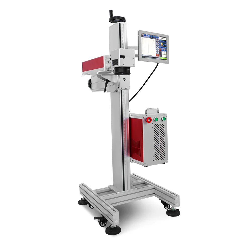 High Speed Dynamic Touch Screen Date Serial Number Online Flying Fiber Laser Marking Machine for Pvc Plastic Pipe and Pe Cable