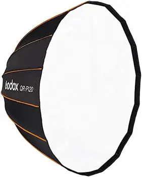 Godox QR-P120 47 Inch Parabolic Softbox Bowens Mount Quick-Setup Quick-Folding with Front & Inner Diffuser and Carrying Bag detail image