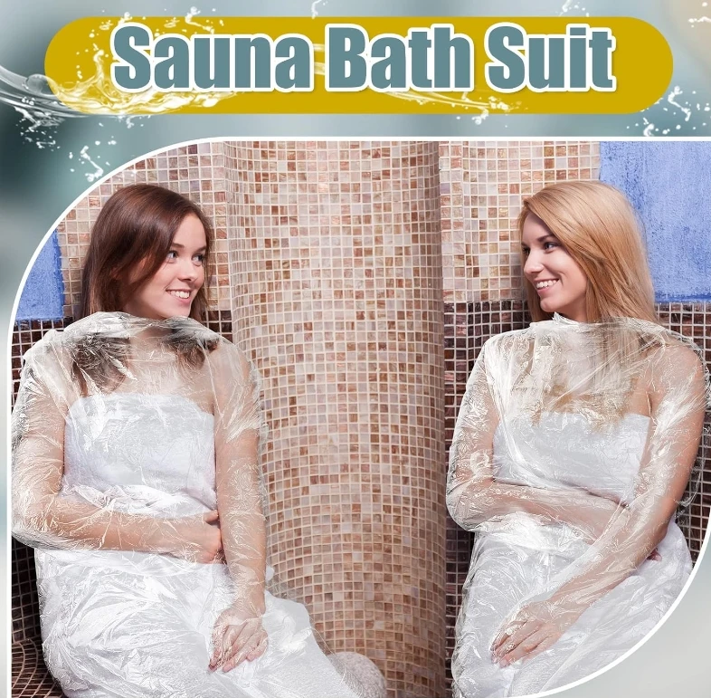 Clear plastic disposable sauna suit used in SPA, sauna room Disposable