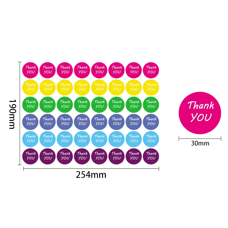 30mm 48pcs/Sheet PET Thank You Labels Circle Thanksgiving Day Adhesive Stickers Eco-Friendly Waterproof Business Gift Packaging manufacture