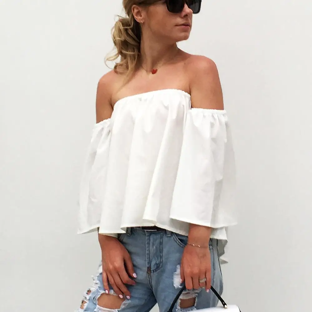 off the shoulder three quarter sleeve top