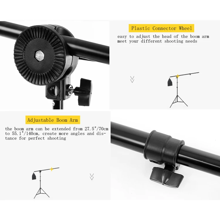 2m Light Stand 1.4m Boom Arm Empty Sandbag Photography Light Stands For