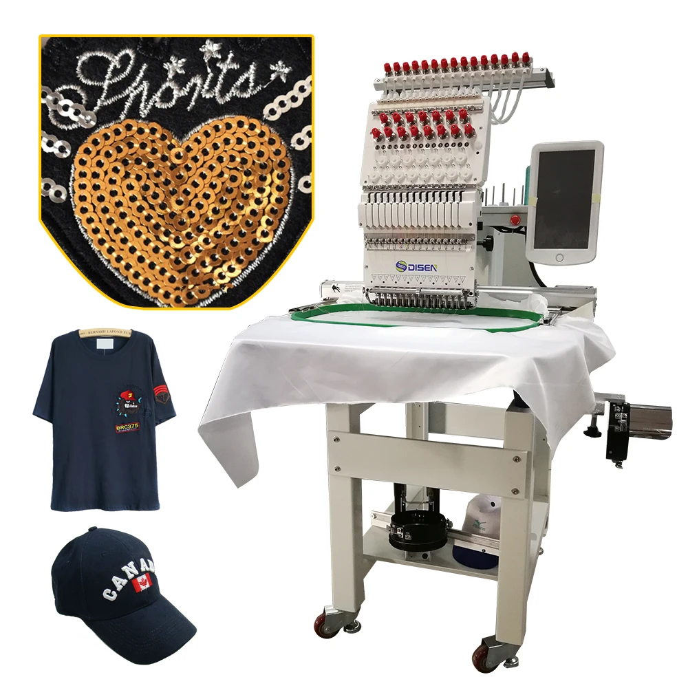 Latest Prices Automatic Digital Computer Industrial Production Cap Hat Single Head Small Sequin Embroidery Machine Computerized