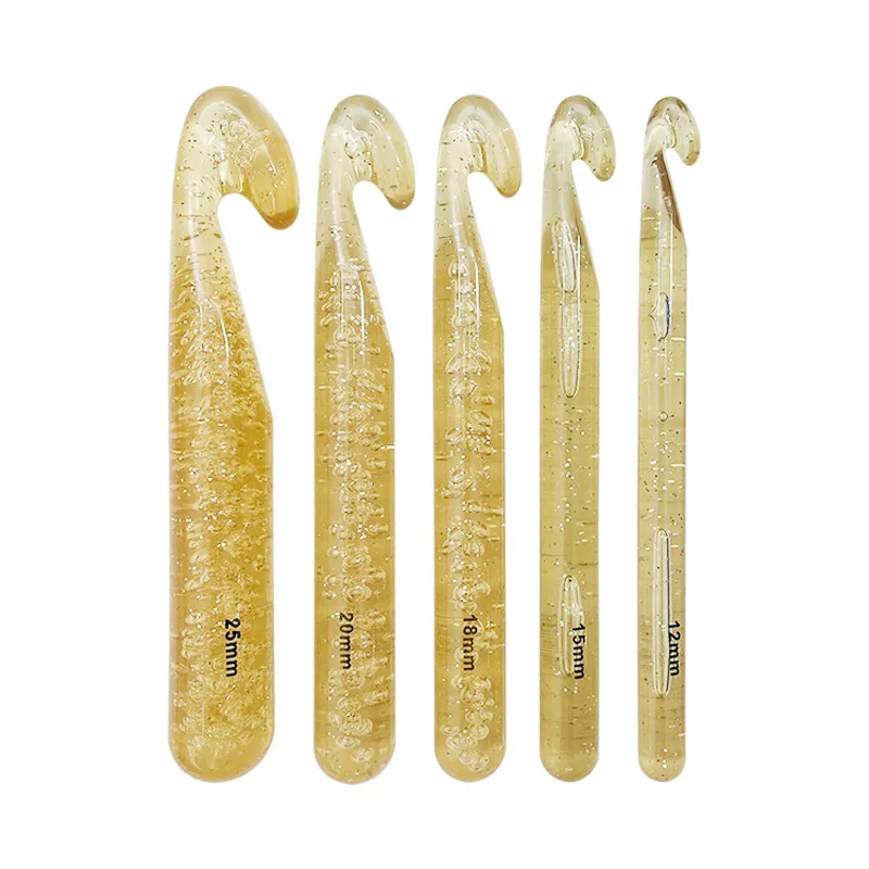Thick Abs Transparent Thread Crochet Hook & Yarn Hook Kit - 5pcs Set