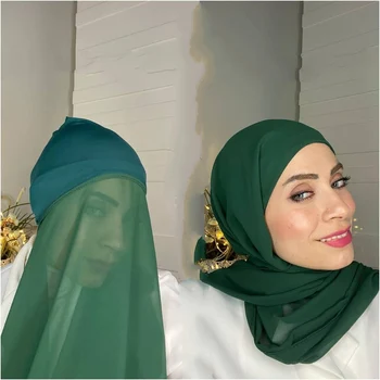 Custom made instant chiffon hijab with a bonnet under scarf unique design chiffon hijab scarf for Muslim women