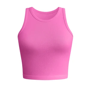 Women's Sleeveless Crew Neck Lightweight Fitness Yoga Vest Comfortable Breathable Four-Way Stretch Plus Size Skinny Seamless