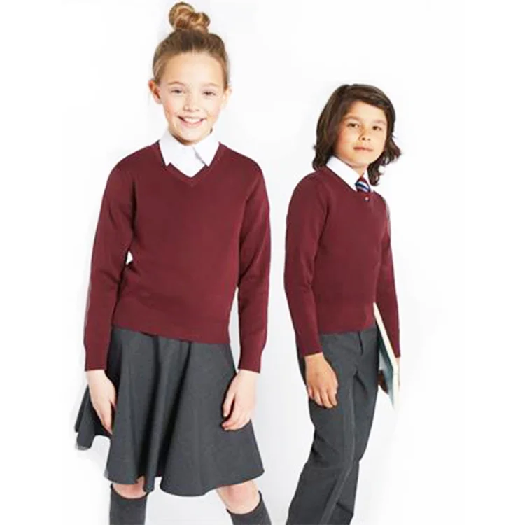 Vscoo Children School Uniform Design Long Sleeve Knit V Neck Pullover ...