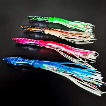 New Design Multi-Color Skirt Spider Hook 120g Lead Midwater Artificial Hard Bait Deep Sea Fishing Lure for Bass Marlin Target – Trolling Lure – view 5
