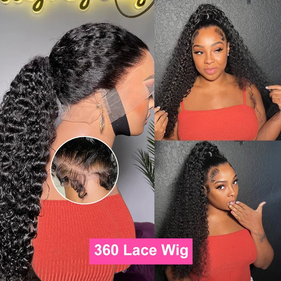 Parrucca frontale con onda profonda da 32 pollici, parrucca frontale in pizzo trasparente a 360°, per capelli umani, per donne_voghion.com