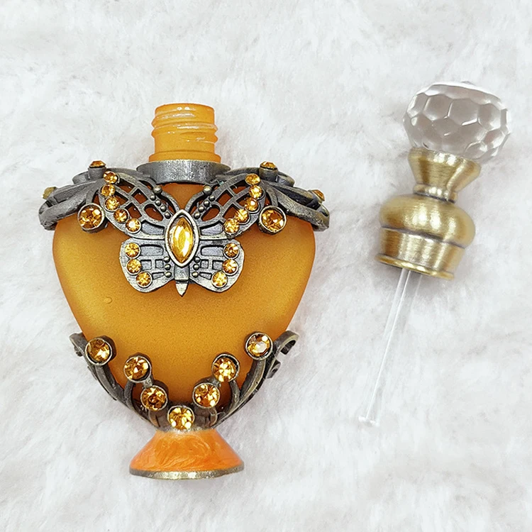 10ml Unique Arabic Style Metal Essential Oil Attar Perfume Glass Bottles with Glass Stick